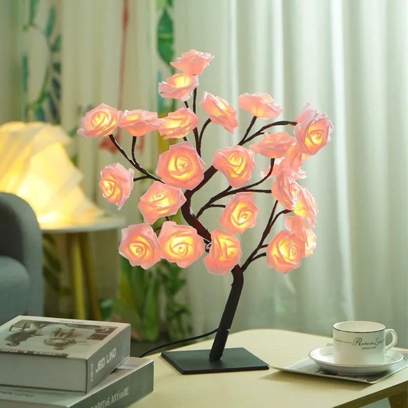 RadianceBloom Luxury Rose Flower Tree Lamp – Enchanting Table Lamp for a Warm Ambiance