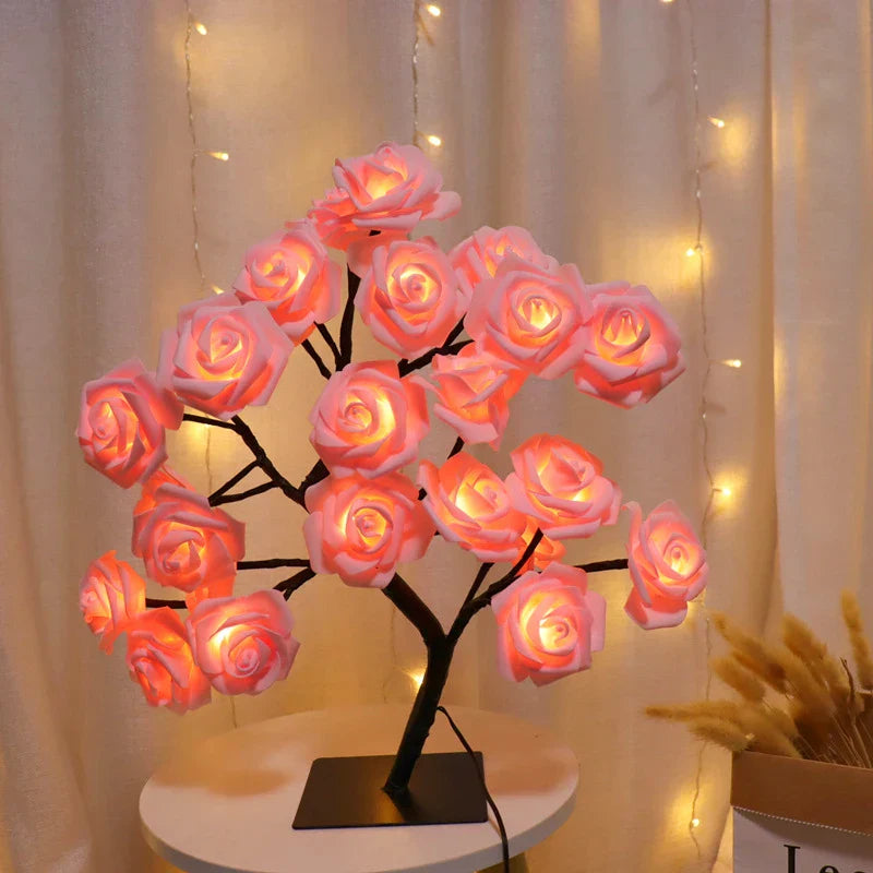RadianceBloom Luxury Rose Flower Tree Lamp – Enchanting Table Lamp for a Warm Ambiance