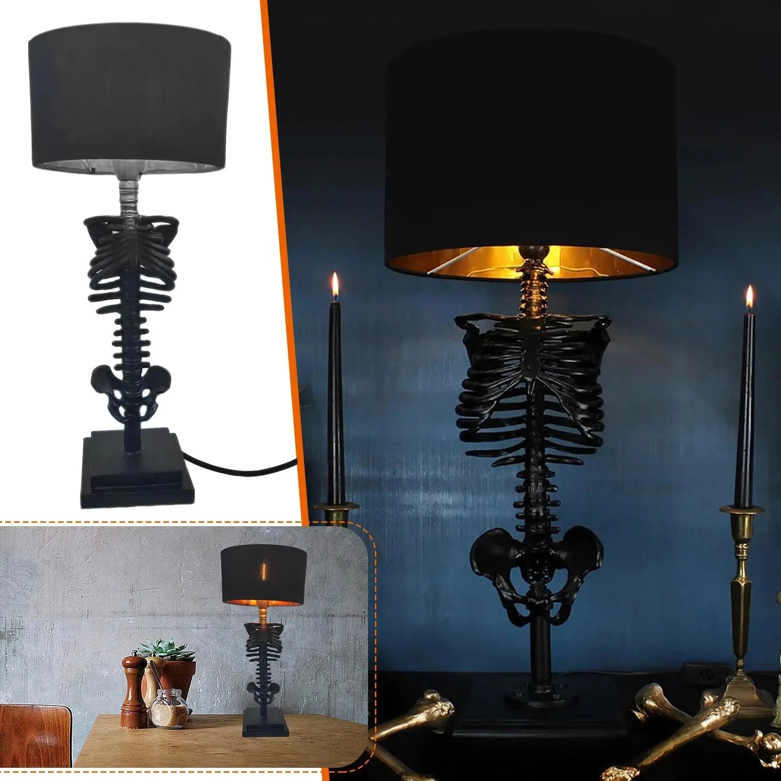 GothiLight – Handcrafted Gothic Skeleton Table Lamp for Unique Home Décor