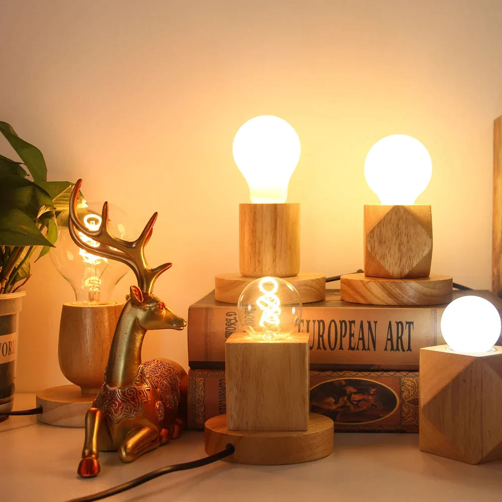 WoodWhimsy – Retro Wooden Decorative Table Lamp for a Warm & Cozy Ambiance