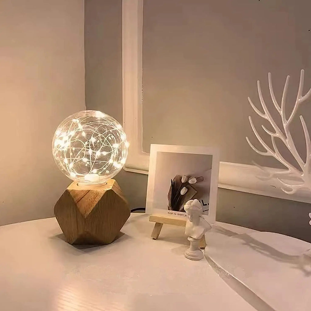 WoodWhimsy – Retro Wooden Decorative Table Lamp for a Warm & Cozy Ambiance