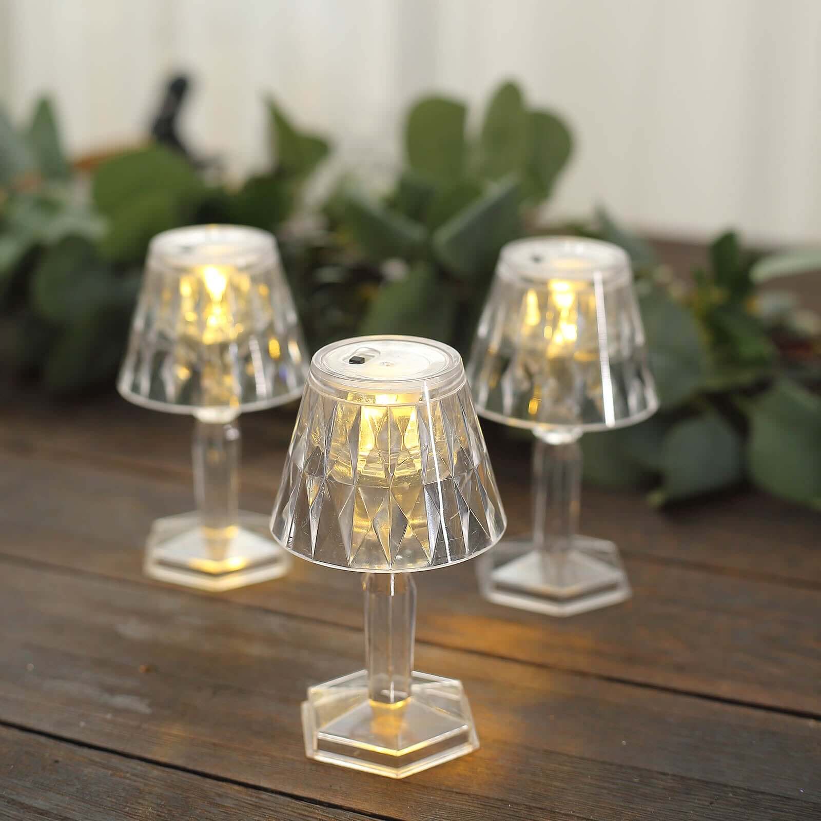 6-Pack Elegant Crystal Acrylic LED Lamps – Warm White Night Lights for Stylish Home Decor, 4.5" Decorative Table Lamps